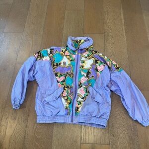 Vintage Style Purple Tracksuit with Floral Design (jacket and pants)